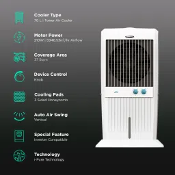 Symphony Storm 70 XL 70 Litres Desert Air Cooler with i-Pure Technology (Cool Flow Dispenser, White) image 3