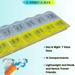 top select 14 DAYS Pill Medicine Organizer Reminder Storage Box 14 Days or 2 Weeks Plastc Pack of 1 Pill Box image 5