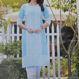 Women Embroidered Pure Cotton A-line Kurta-image-55