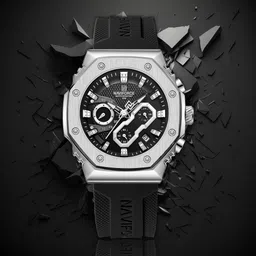 naviforce Sport Quartz Chronograph Waterproof Silicone Strap Luminous Date Wristwatch Analog Watch - For Men 8035G perfectly unique design image 1