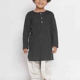 Little Bansi Boys Striped Thread Work Pure Cotton Kurta With Dhoti Pants image 2