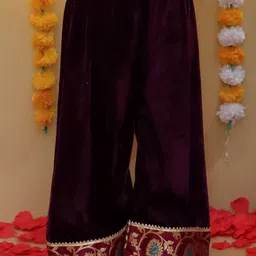 BownBee Girls Regular Velvet Kurta with Palazzos & With Dupatta image 3