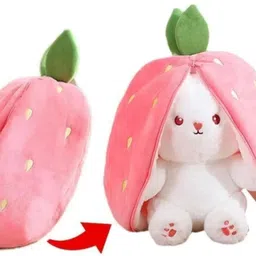 toyingly Zipper Strawberry Bunny Plush Toy for Kids - 30 cm image 2