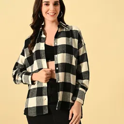 ottavia Women Relaxed Fit Fit Checkered Spread Collar Casual Shirt-picture-12