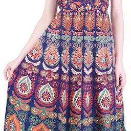 madanam Printed Cotton Blend Stitched Flared/A-line Gown-picture-15