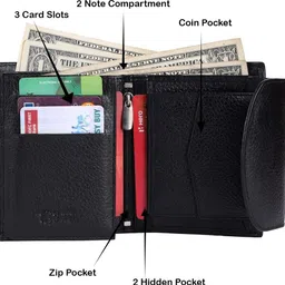 leatherstile Women Trendy Black Genuine Leather RFID Wallet - Regular Size image 4