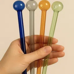 agnix 6 Inch Multicolor Borosilicate Glass Oil Burner Pipe Fume Pipe (Pack of 4) Borosilicate Glass Outside Fitting Hookah Mouth Tip-picture-34