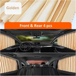 pormono 4Pcs Car Side Window Curtain - 4 Pcs Car Window Curtain - Car Curtain - Cream Car Curtain image 4