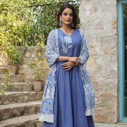 sanwariya fab Women Pure Cotton Kurta Pant Attached Dupatta Set image 5