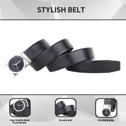 bruty Men Casual, Formal, Party Black Artificial Leather Belt image 3