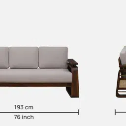 woodsworth from pepperfry Petra Sheesham Wood 3 Seater Sofa In Beige Colour image 2