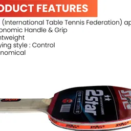 stag 2 Star Red, Black Table Tennis Racquet image 2