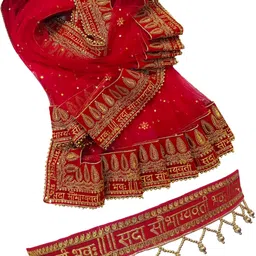 Net Embellished Red Women Dupatta-image-31