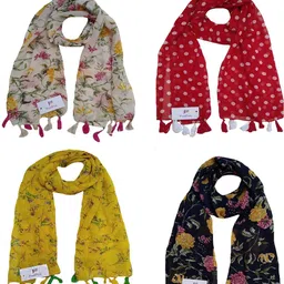 fusfus Floral Print Chiffon Women Multicolor Stole-picture-16