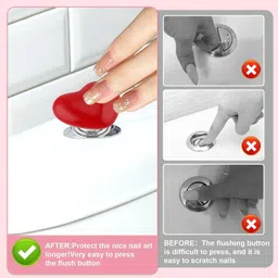 jiyancreation Love Heart Shaped Toilet Tank Button Adhesive Fit Toilet Seat Lid Lock image 2