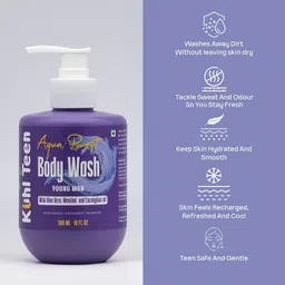 kuhl teen Aqua Burst Body Wash | Cool Cleanse | Fights Odour & Sweat | For Teens image 4
