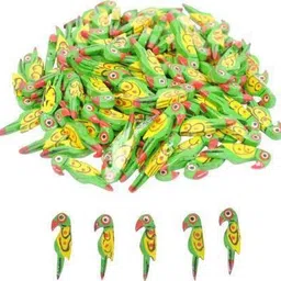 sharum crafts Wooden Parrots Beads 3.5 cm for Jewellery Making Green -50 Pieces-picture-10