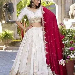 emmanuel Bandhani, Embroidered Semi Stitched Lehenga Choli-picture-10