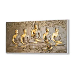 nestroots Canvas Framed Buddha Painting with Disciples Wall Painting image 3