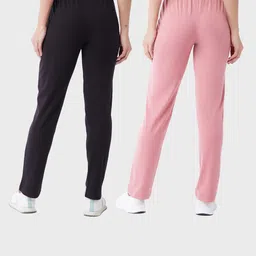 modeve Pack of 2 Women Solid Black, Pink Track Pants image 4