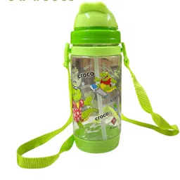 npe Water Bottle with Straw & Strap for Kids Anti Leak Water Bottle for Boys & Girls 400 ml Water Bottle image 1