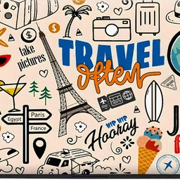 Anweshas Full Body Laptop Skin Fits Size Upto 15.6 Inches - Travel Theme Doodle Be Joyful Self Adhesive Vinyl Laptop Decal 15.6 image 3