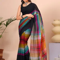 sutasari Checkered Handloom Pure Cotton Saree image 1
