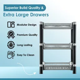 kuber industries 3-Tier Multipurpose Racks For Storage | Kids Toy Organizer | Silver Plastic Open Book Shelf image 4