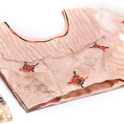 Warthy Ent Pink & Maroon Embroidered Thread Work Tie and Dye Semi-Stitched Lehenga & Unstitched Blouse With image 5