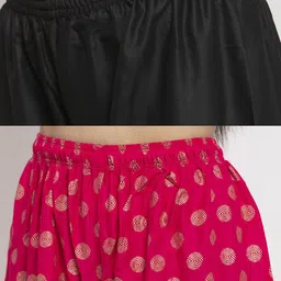 Clora Creation Women Pink & Black Pack Of 2 Floral Printed Flared Knitted Ethnic Palazzos image 3