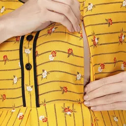 NIGHTSPREE Yellow Ethnic Motifs Maternity A-Line Midi Dress image 4
