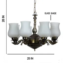 Devansh White & Gold-Toned Glass 8 Shades Chandelier image 5