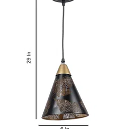 MFD HOME FURNISHING Black & Beige Textured Shade Light Ceiling Lamp image 4