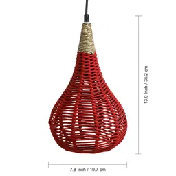 ExclusiveLane Dark Brown Set Of 2 Jute Spherical Iron Hanging Pendant Lamp image 5