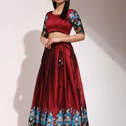 Fabcartz Printed Semi-Stitched Lehenga & Blouse With Dupatta image 2