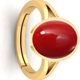 vishvma 5.25 Ratti Natural Coral Moonga Gemstone A1 Quality With Lab Certified Brass Opal Brass Plated Ring image 2