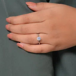 ornate jewels 925 Sterling Silver American Diamond Solitaire Ring for Women and Girls Sterling Silver Cubic Zirconia Rhodium Plated Ring image 2