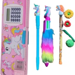 collective ocean Unicorn Stationery Set for Kids Unicorn Pens, Pencil, Erasers Unicorn Pencil Box Unicorn Art Plastic Pencil Box-picture-15