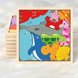 vhd Sea Animal Wooden Jigsaw Puzzle for Kids – Educational Toy Q70-picture-30