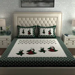 la verne 104 TC Cotton Double Jaipuri Prints Flat Bedsheet image 4