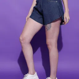 kotty Solid Women Blue Denim Shorts image 5