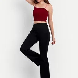 broadstar Women Flared Black Lycra Blend Trousers image 5