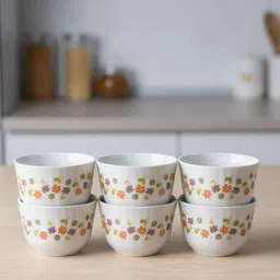 wollongong homes Borosilicate Glass Serving Bowl Ice Cream Bowl/Dessert Set(Set of 6) - Glass, 190 Ml (Goldline)-picture-25