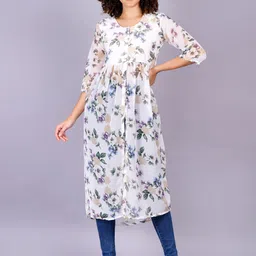 jyoti Women Shift White Midi/Calf Length Dress image 1