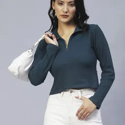 Casual Regular Sleeves Solid Women Green Top-image-28