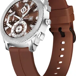 Piraso Brown Date Dial With Brown Silicone Strap Analog Watch For Men Analog Watch - For Men 973 ADIFI SILVER BROWN SILICONE STRAP image 2