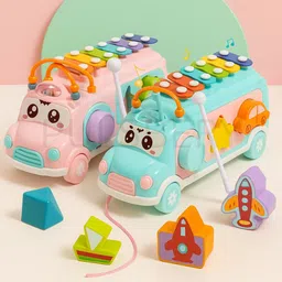pulsbery Musical Activity Piano Toy Bus for Kids,Xylophone,Shape Sorter,(MULTICOLOR)-picture-30