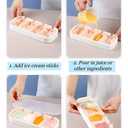 tlismi Strawberry Theme Silicone Ice Cream Molds with 6 Reusable Sticks Ice Lolly Kulfi Multicolor Silicone Ice Cube Tray image 5