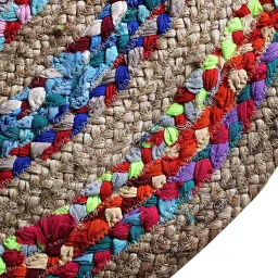 Multicolor Abstract Cotton 3 ft x 3 ft Hand Woven Round Carpet,By The Home Talk image 5