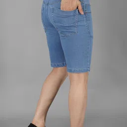 nivasu Solid Men Blue Denim Shorts image 2